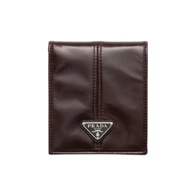 PRADA Calfskin Wallet Men's Dark Brown-0