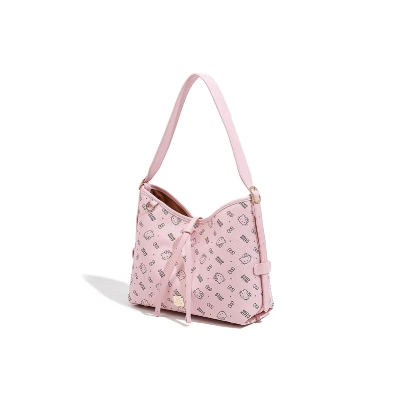MESUCA &Sanrio Hello Kitty Collaboration Kitty Series PU Shoulder Bag Regular Women's Pink/Brown/Milk Tea-3