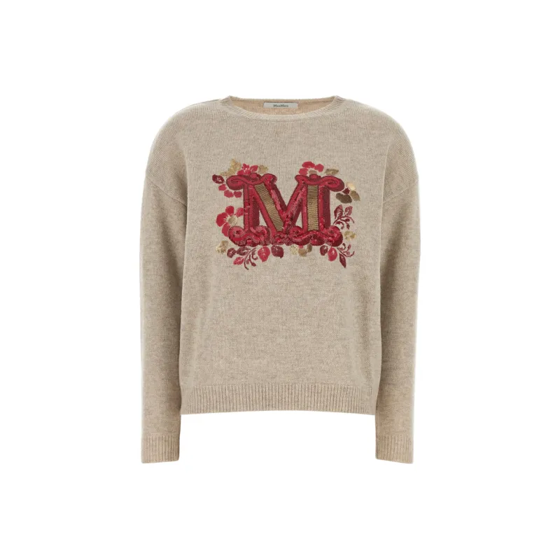 MaxMara Logo Embellished Crewneck Jumper-0