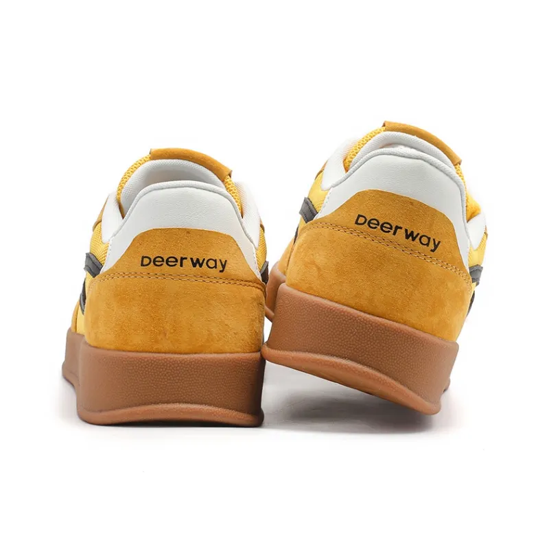DEERWAY Slip Resistant Shock Absorbers With Abrasion Resistant Properties Low Top Skateboard Shoes Unisex Ginger Yellow-4