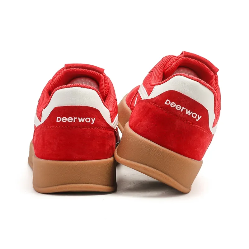 DEERWAY Slip Resistant, Abrasion Resistant, Lightweight Low Top Skateboard Shoes Unisex Red-4
