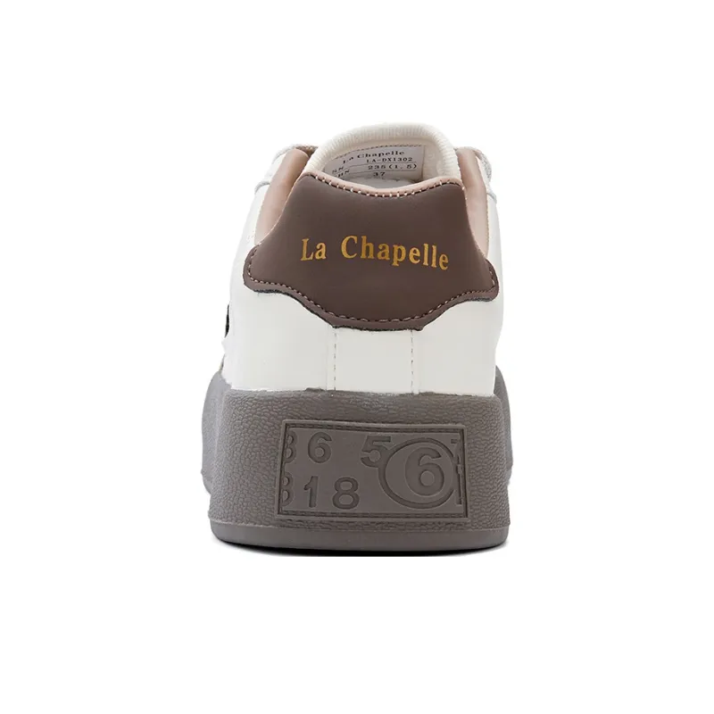 La Chapelle Slip Resistant Cushioning Wear Resistant Height Increasing Low Top Skateboard Shoes Women's Brown-5