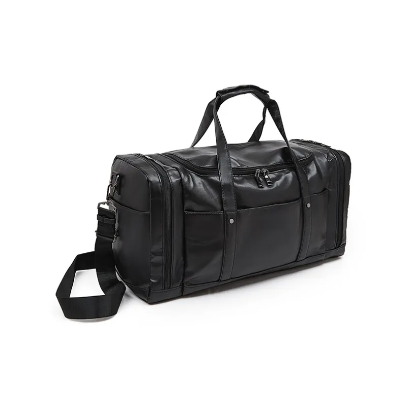 Old Man's Head Synthetic Leather Travel Bag Men's Black-4