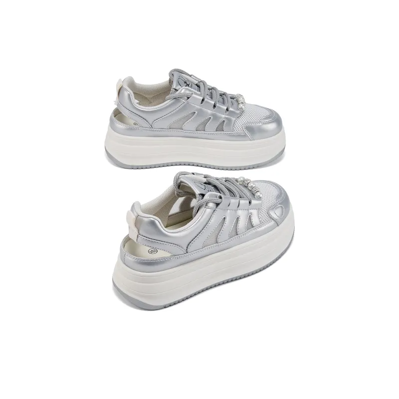 La Chapelle Low Top Casual Shoes Women's Silver-1