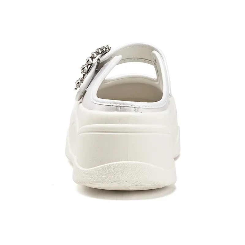 La Chapelle Abrasion Resistant Closed Toe Slippers Women's White-4