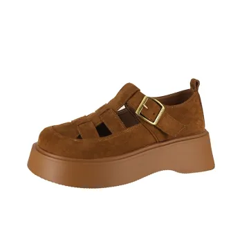 SUPEREDGE Anti Slip Wear Resistant Low Top Casual Shoes Women's Brown