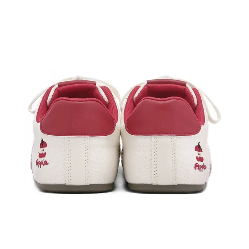 Ordifen Low Top Skateboard Shoes Women's Beige Red-3