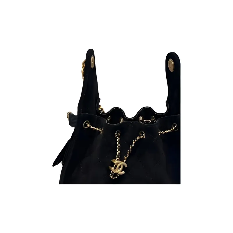 CHANEL 25Bag Suede Hobo Bag, Shoulder Bag, Crossbody Bag, Handbag Trumpets Women's Black-2