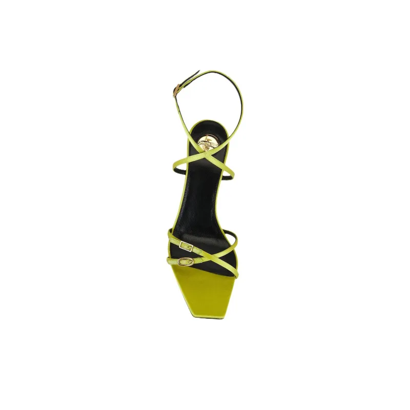 SAINT LAURENT Lydia One Strap Sandals 11cm Women's Green-4