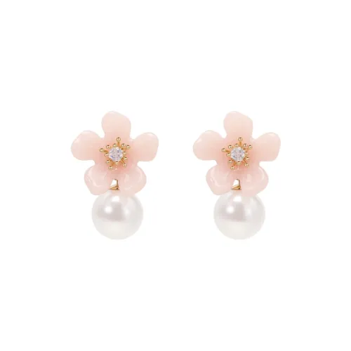 SHINE Begonia Collection S925 Sterling Silver Stud, Copper, Zircon, Resin Earrings Women's
