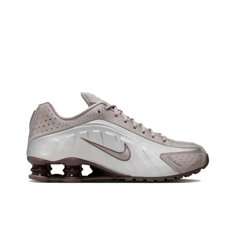 Nike Shox R4 Anti Slip Wear Resistant Low Top Running Shoes Men's Silver Gray-1