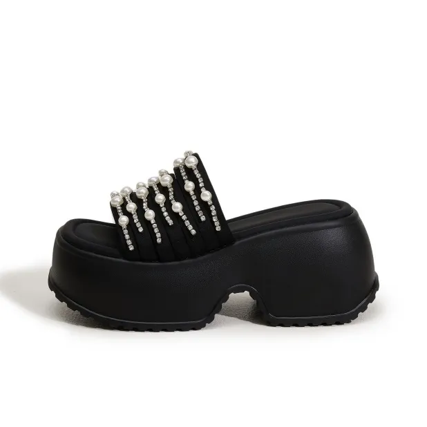 Milan Love Song Rubber Foam Outsole Rhinestone Slip Resistant Abrasion Resistant Cushioning Slide Slippers Women's-0