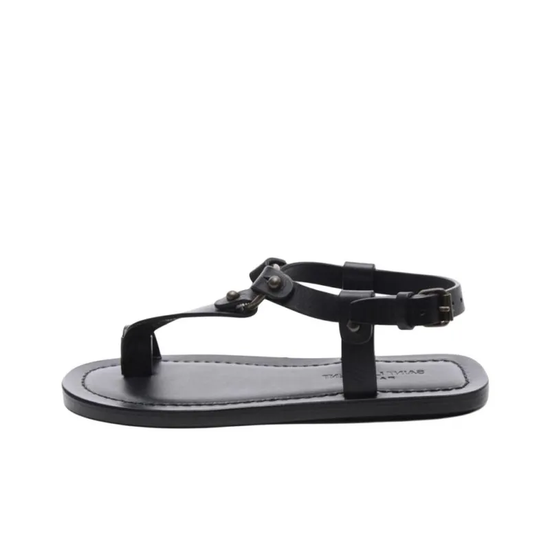 SAINT LAURENT Nu Pieds One Strap Sandals Women's Black-0