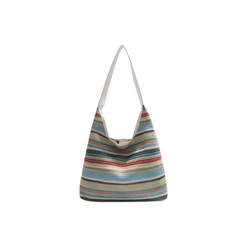 Yalu Straw Woven Shoulder Bag Women's White-0