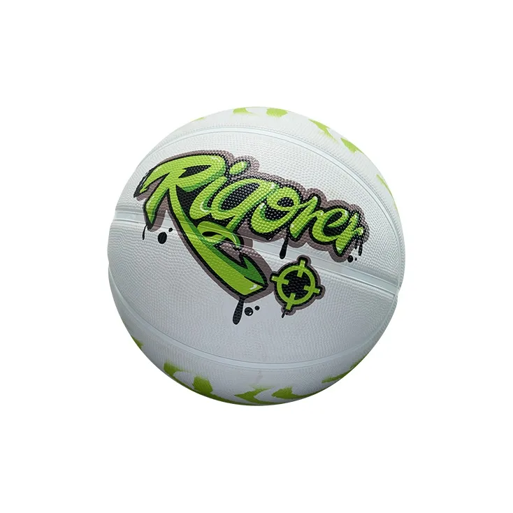 RIGORER Rubber Basketball White Green Size 7 Ball Training Competition Unisex-1