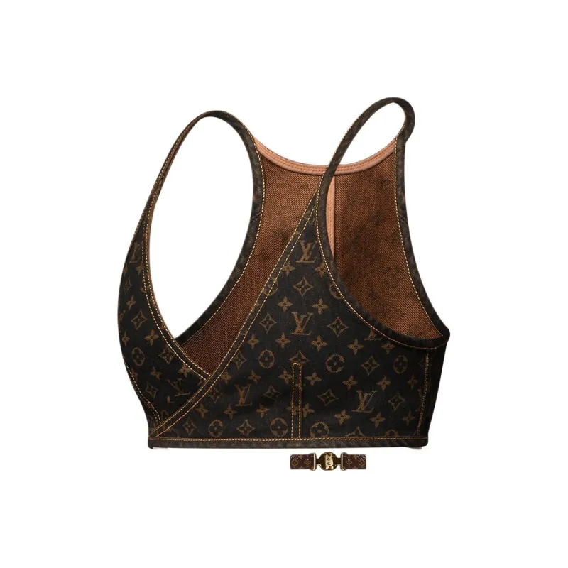 LOUIS VUITTON Monogram Denim Cross Over Crop Top-2