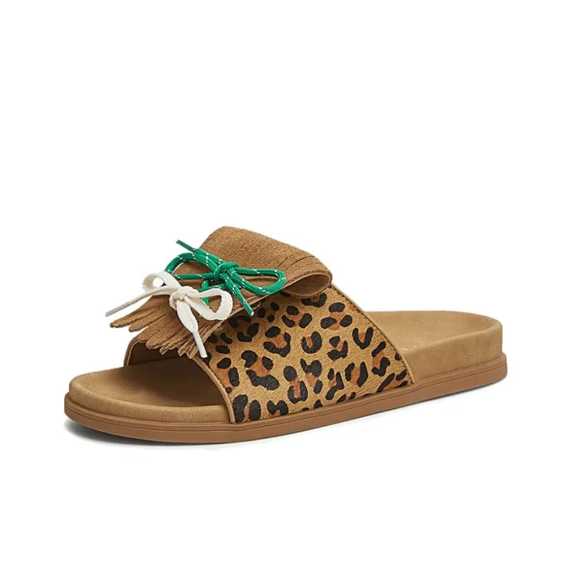TATA Leather Patchwork Slide Slippers Women's-5