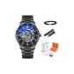 8021 Cool Black, Steel Band[High-End Orange Leather Case+Genuine Leather Strap+Bracelet]