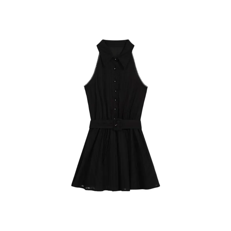 KKX Sleeveless Dresses Women's Old Money Style Sleeveless Shirt Dress-0