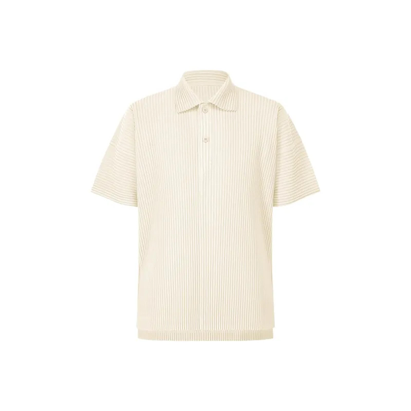 Homme Plissé Issey Miyake Polo Shirt Men's Ivory White-0