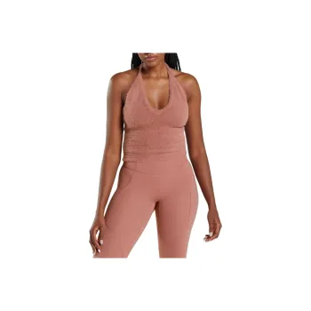 GYMSHARK Whitney Eyelash Knit Midi Halter Top Camisole Women's Red