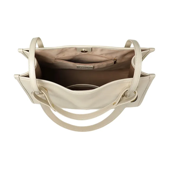 C°BANNER Cow Leather Handbag Trumpets Women's Ecru-4