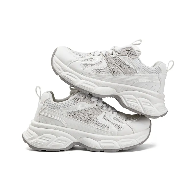 La Chapelle Cushioning, Wear Resistant Low Top Chunky Sneakers Women's White-3