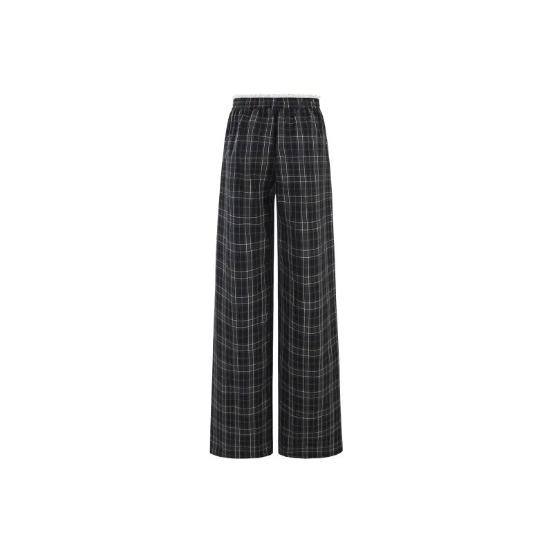 UNIFREE Casual Pants Women's Navy Blue Plaid-7