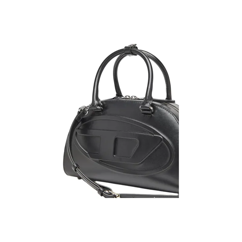 DIESEL Leather Bowling Bag, Handbag Women's Black-4