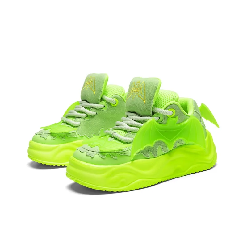 K 61 Cushioning, Wear Resistant Low Top Skateboard Shoes Unisex Neon Green-2