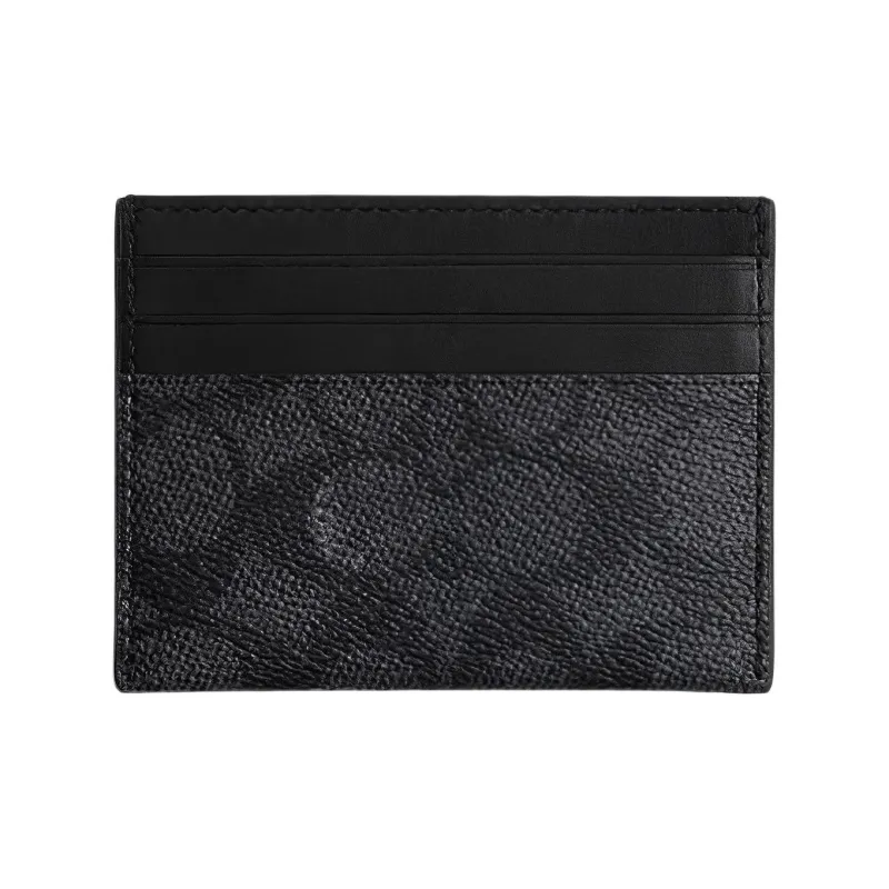 COACH Card Case Iconic Canvas Card Holder Mini Men's Charcoal Gray-1