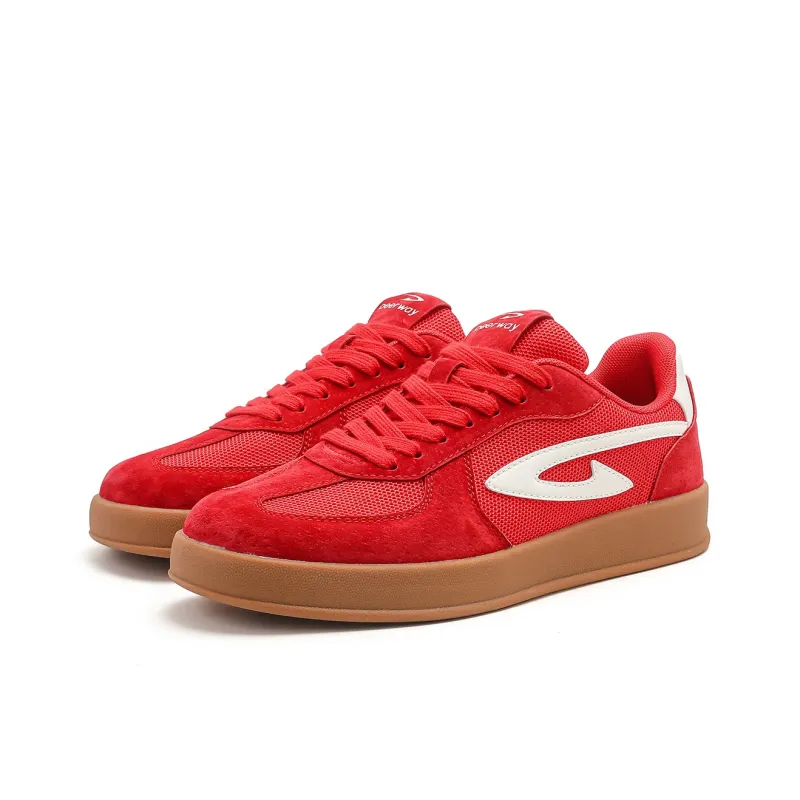 DEERWAY Slip Resistant, Abrasion Resistant, Lightweight Low Top Skateboard Shoes Unisex Red-1