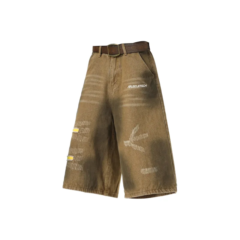 MUSCLETECH Denim Shorts Unisex Khaki-0