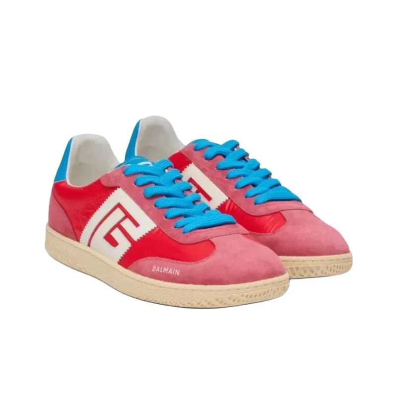 BALMAIN Swan Low Top Skateboard Shoes Men's Red-2