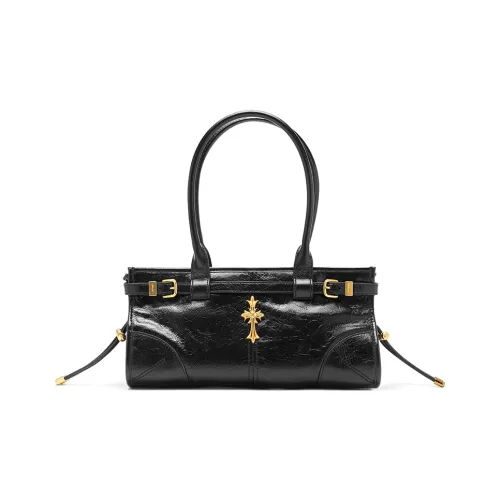 Ed Hardy Ed Hardy Classic Series Cow Leather Handbag Crossbody Bag Tote Medium Size Women's Black/Elephant Gray