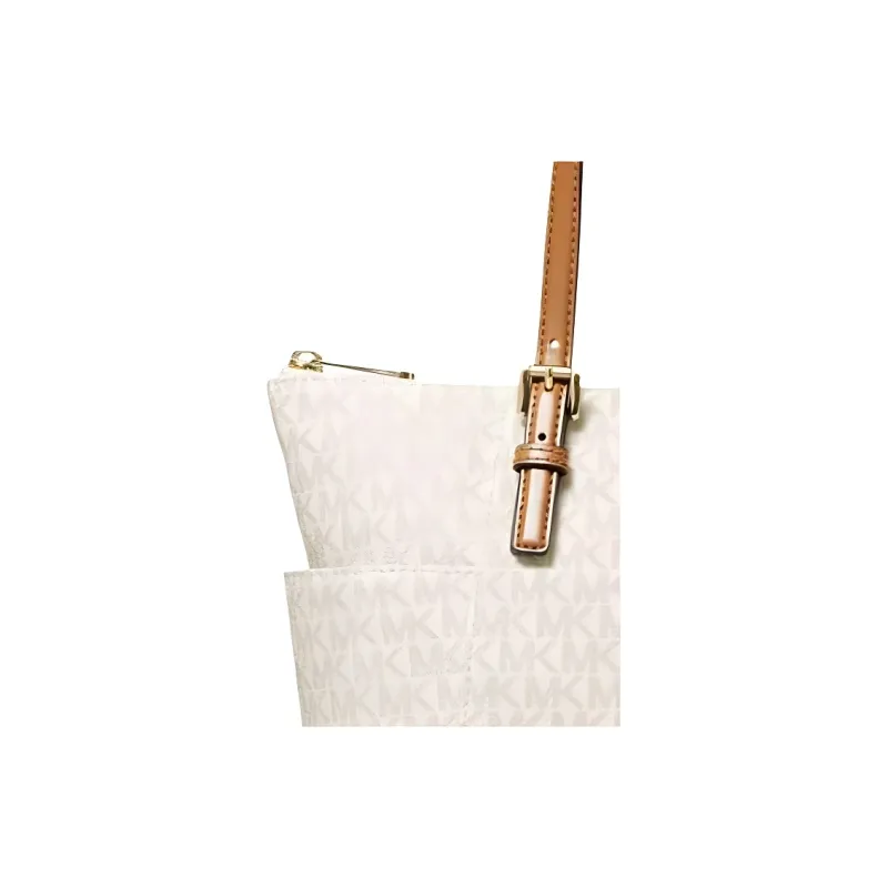MICHAEL KORS Jet Set Leather Tote Bag, Shopping Bag, Handbag, Shoulder Bag Women's White-4