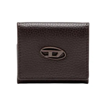 DIESEL Cow Leather Wallet Coin Purse Men's Dark Brown