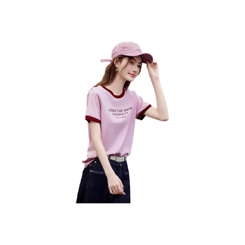 Still Quiet Regular Artsy Style Letter Youthful T Shirt Women's-7