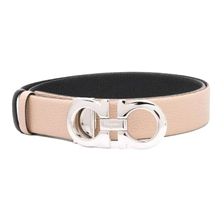 FERRAGAMO Leather Belts Men's Beige 3.5CM-0