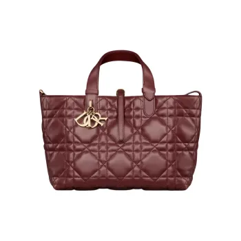 DIOR Toujours Calfskin Indigenous Bag, Tote Bag, Shopping Bag, Shoulder Bag, Handbag Medium Size Women's Dahlia Red