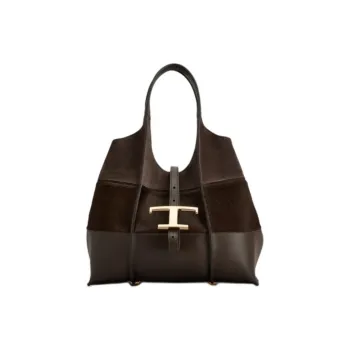 TOD'S Timeless Cow Leather Tote Bag, Shopping Bag, Shoulder Bag, Crossbody Bag, Handbag Mini Women's Brown