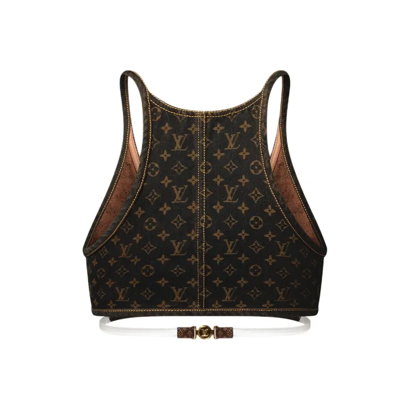LOUIS VUITTON Monogram Denim Cross Over Crop Top-1