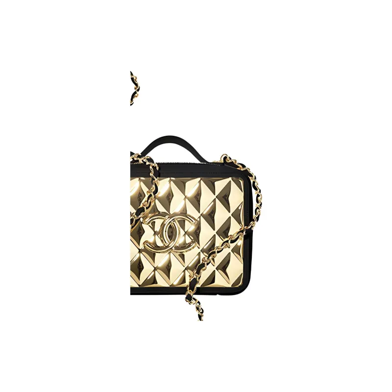 CHANEL Leather Camera Bag Cell Phone Pouch Handbag Women's Gold-1