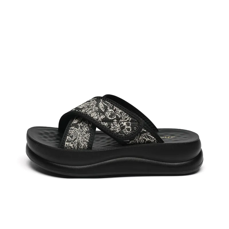ZHR Slide Slippers Women's Beige Black, Black-5