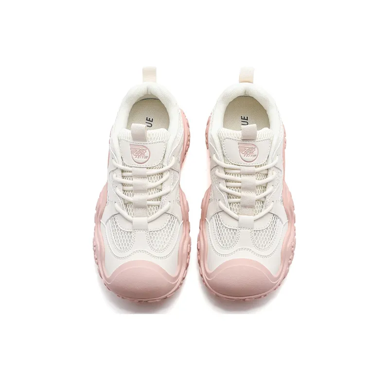 Feiyue Abrasion Resistant, Breathable, Lightweight Low Top Chunky Sneakers Women's Beige Pink-2