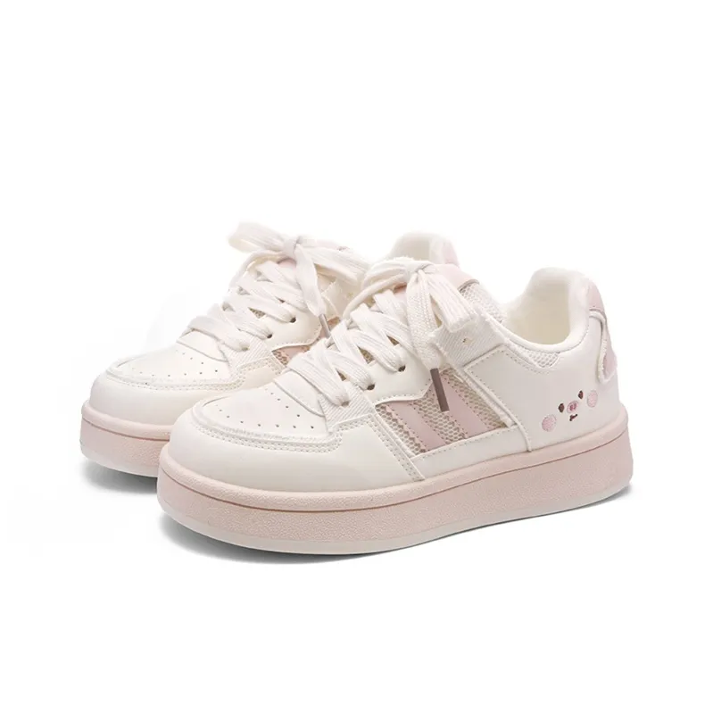 Ordifen Low Top Skateboard Shoes Women's Beige Pink-1