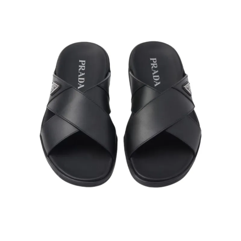 PRADA Slip Resistant Slide Slippers Men's Black-4