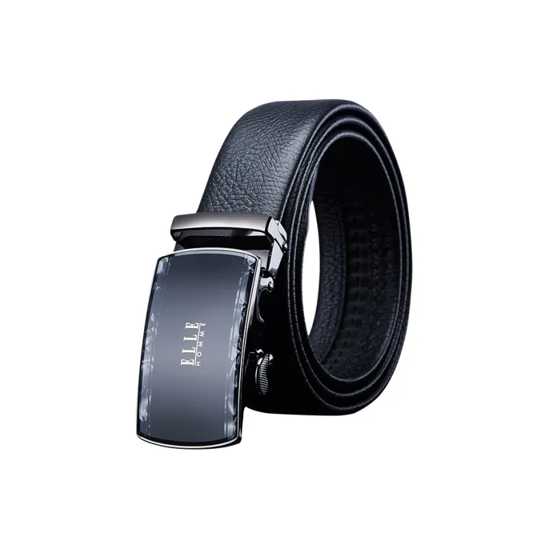 ELLE HOMME Top Grain Cow Leather Fashion Trend Casual Versatile Belt, Gift Box Set Men's Width 3.5cm-0