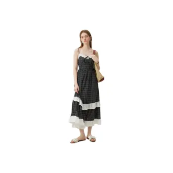 FANSILANEN Slip Dresses Women's Black With White Floral
