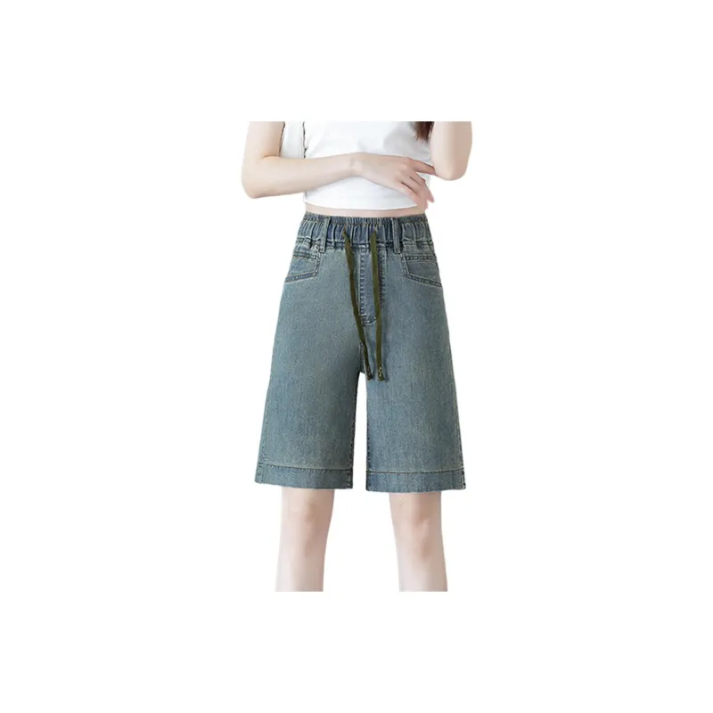 ORIGIN Denim Shorts Women's Vintage Blue Mini Skirt-0